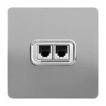 پریز تلفن دوقلو صنایع آسیا الکتریک مدل کریستال SS - Image 2