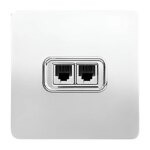 پریز تلفن دوقلو صنایع آسیا الکتریک مدل کریستال WHI-SLV - Image 2