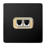 پریز تلفن دو قلو صنایع آسیا الکتریک مدل کریستال BLK-GLD - Image 2